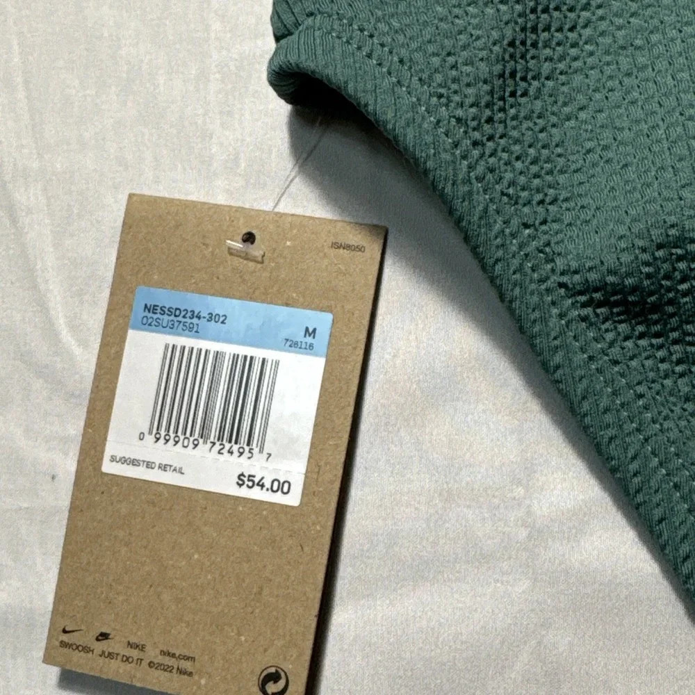 NWT Nike High Waisted Bikini Bottom M NESSD234-302 Green $54 Textured Women's